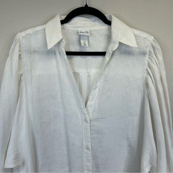 Johanna Ortiz H&M White Linen Shirt Dress Button Up Womens M Minimalist Pockets - Picture 5 of 16